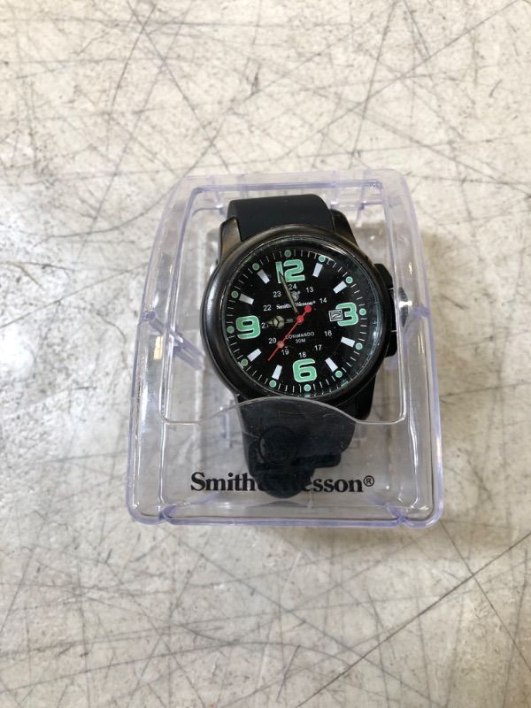 Photo 2 of Smith & Wesson Men's Commando Watch SWW-W-HF11
 (new, needs battery, protective peel on)
