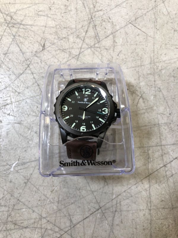 Photo 3 of Smith & Wesson Men's Classic Analog Watch
 (new, needs battery, protective peel on)