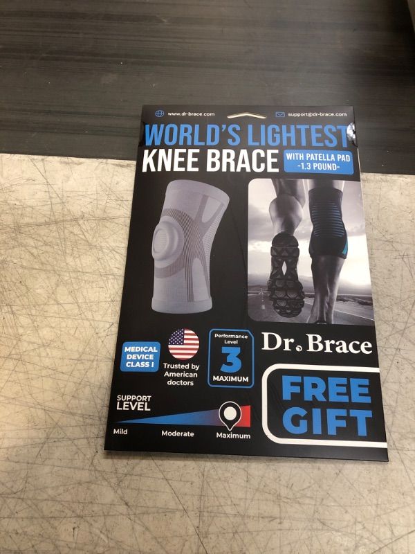Photo 1 of DR. BRACE ELITE Knee Brace For Knee Pain, World’s Lightest Compression Knee Sleeve With Patella Pad For Maximum Knee Support And Fast Recovery For Men And Women-Please Check How To Measure Video (Neptune, Large) Large Neptune (FACTORY SEALED)