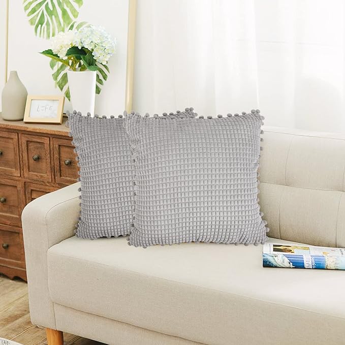 Photo 1 of ChuLian Throw Pillow Covers 20x20 Inch Set of 2,Square Cushion Cover,Spring Winter Holiday Home Pillows Decorative Grey
