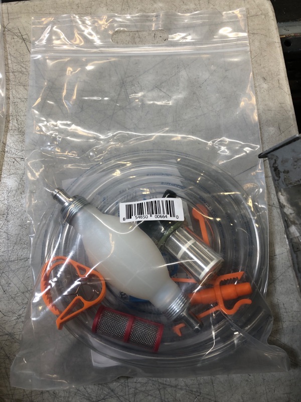 Photo 1 of GasTapper 8 Ft Long Manual Siphon Pump, Food-Grade Gasoline Transfer Pumps and Siphon Hose for Beverages, Water, Gas, Liquid (Hand Pump with Filter and Clips)