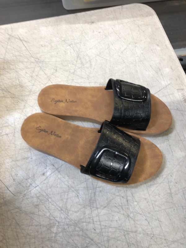 Photo 2 of Egtin Netin Women’s Summer Slide Sandals, Cute Slip On Sandals For Women, Casual Dressy Summer Ladies Open Toe Slide 8 Black