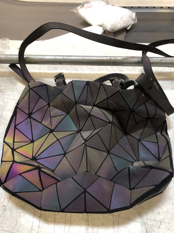 Photo 2 of Holographic Purse Geometric Purse Luminous Handbag Purse and Wallet for Women Iridescent Purse Reflective Purse