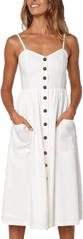Photo 1 of Halife Womens Summer Dresses Casual Spaghetti Strap Floral Button Down Swing Midi Dress with Pockets , SIZE SMALL 

DRESS IS BLACK 