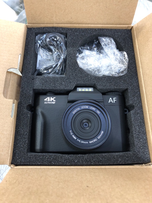 Photo 2 of 4K Vlogging Camera for YouTube, 48MP Digital Camera for Photography with 3”Flip Screen, 16x Digital Zoom and Video Autofocus Anti-Shake, Wide Angle Lens, Macro Lens, 2 Batteries, 32GB Micro SD Card compact02 Black