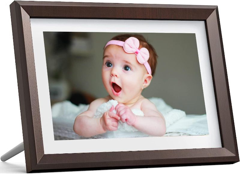 Photo 1 of  Digital Picture Frame WiFi 10 inch IPS Touch Screen Digital Photo Frame Display, 32GB Storage, Auto-Rotate, Share Photos via App, Email, Cloud, Classic 10 Brown