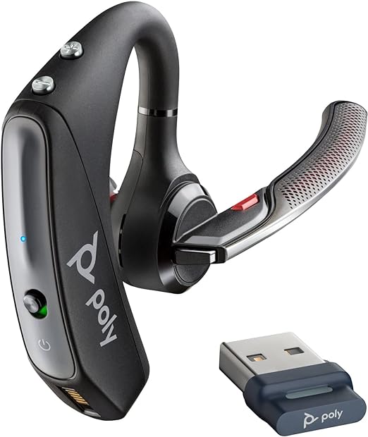 Photo 1 of Plantronics by Poly Voyager 5200 UC Wireless Headset & Charging Case - Single-Ear Bluetooth Headset w/Noise-Canceling Mic - Connect Mobile/Mac/PC via Bluetooth - Works w/Teams, Zoom 
