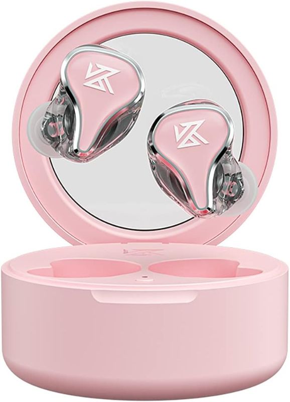Photo 1 of KZ SK10 True Wireless Earbuds Bluetooth 5.0 TWS - in-Ear Stereo Sound Ear Buds with 24 Hours Play-Time, Touch Control, Hi-Fi Stereo Sound,Includes Compact Charging Case (Pink)