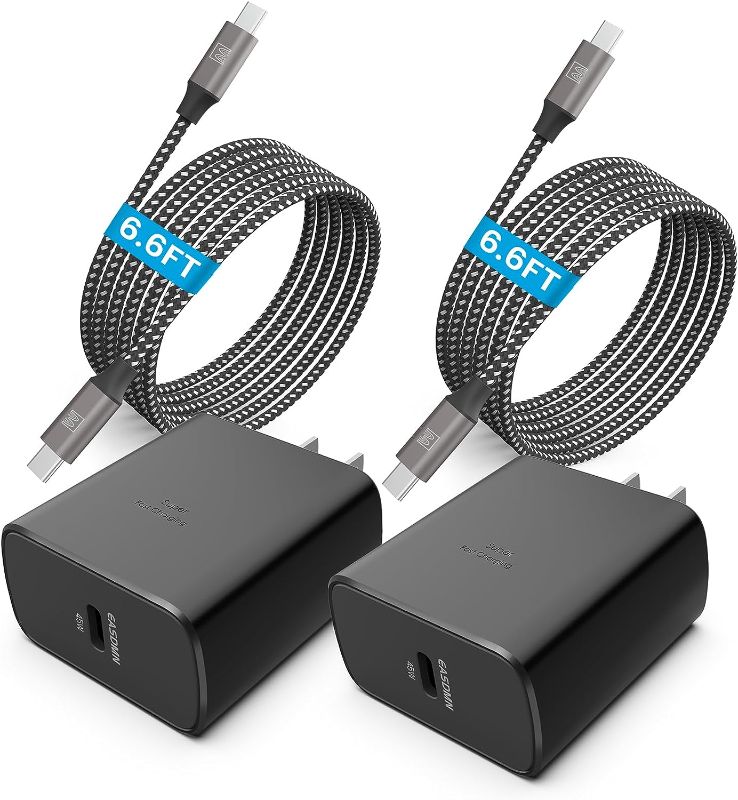 Photo 1 of 45W Super Fast Charger Type C, [2 PACK] 45 Watt USB-C Charger PD/PPS Wall Charging Block for Samsung Galaxy S23 Ultra/S23+/S22 Ultra/S22+/S22/S20 Ultra/Note 10 Plus, Galaxy Tab S8(with 2x 6.6ft Cable)
