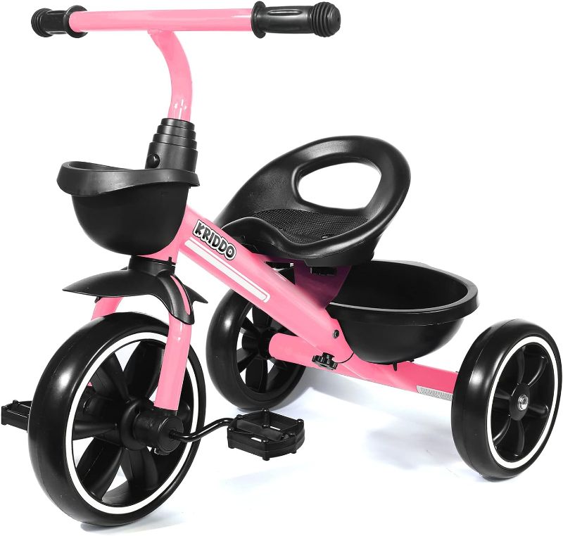 Photo 1 of KRIDDO Kids Tricycles Age 18 Month to 4 Years, Toddler Kids Trike for 1.5 to 3 Year Old, Gift Toddler Tricycles for 2 - 4 Year Olds, Trikes for Toddlers, Pink 