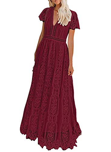 Photo 1 of BLENCOT Womens Casual Boho Floral Lace V Neck Long Evening Dress Cocktail Party Maxi Wedding Dresses
SIZE XL 