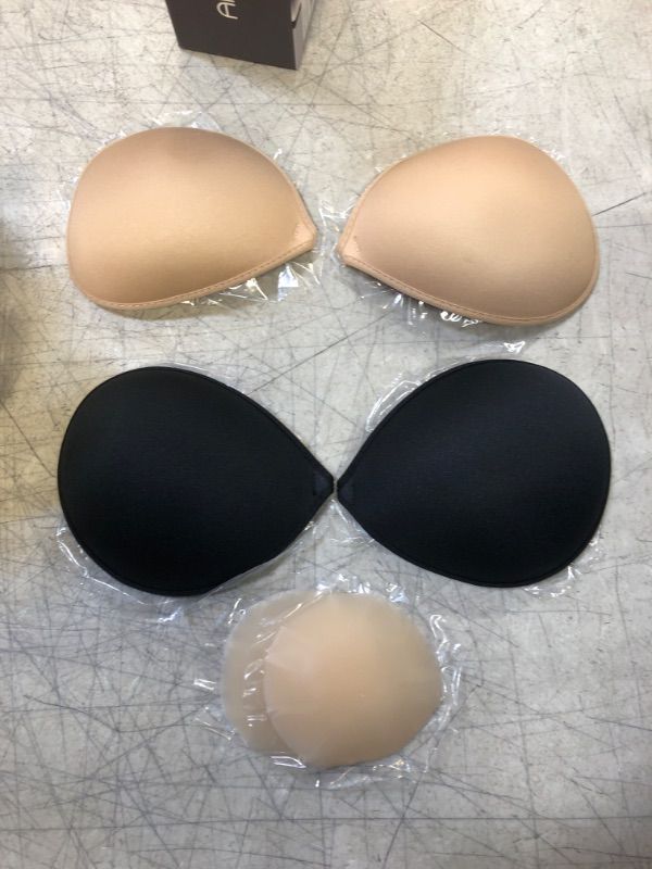 Photo 2 of AMFLOWER Adhesive Bra Sticky Bra for Women with Silicone Nipple Covers 36C Black,nude