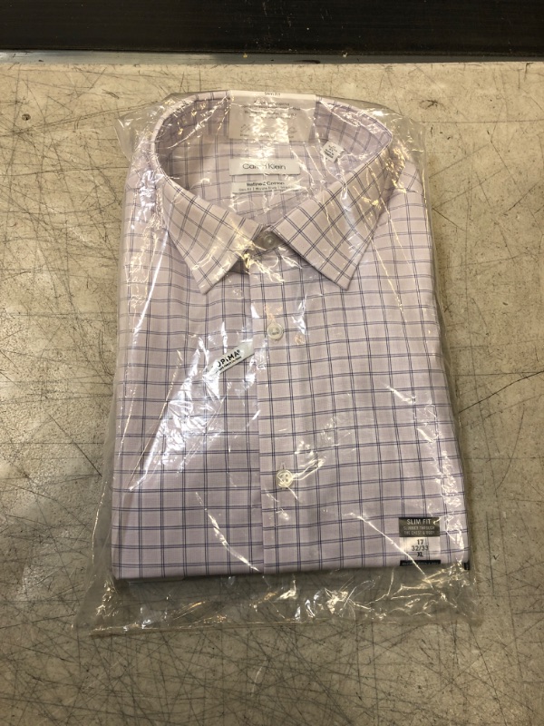 Photo 2 of Calvin Klein Men's Refined Slim Fit Stretch Dress Shirt - Lilac
SIZE XL (17 32/33)