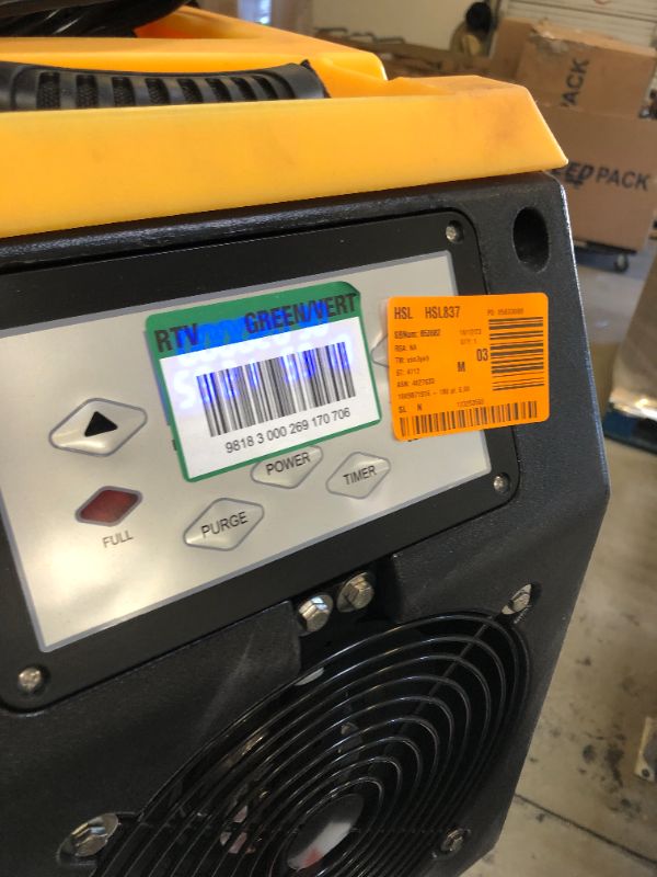 Photo 4 of 180 pt. 6,000 sq.ft. Bucketless Commercial Dehumidifier in Yellow with Pump Drain Hose for Warehouse and Job Sites
