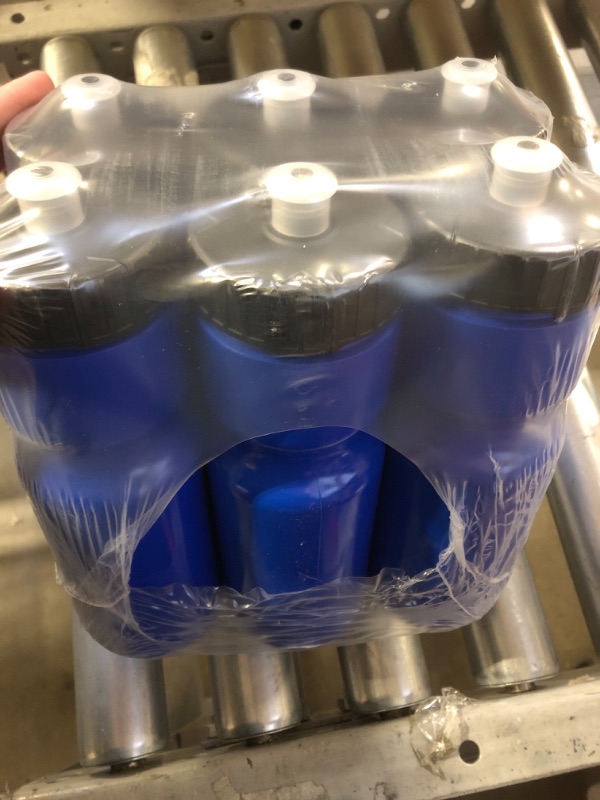 Photo 2 of 6 PACK  Strong Sports Squeeze Water Bottle Bulk Pack22 oz. BPA Free Easy Open Push/Pull Cap - Made in USA (Blue)