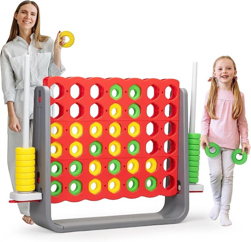 Photo 1 of 4 in A Row Connect Game,Jumbo 4-To-Score Giant Game Set w/ Mini 3D for Party Fun
