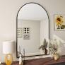 Photo 1 of 24 in. W x 36 in. H Arched Black Aluminum Alloy Framed Wall Mirror
