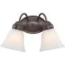 Photo 1 of 2-Light Indoor Antique Bronze Bath or Vanity Light Wall Mount or Wall Sconce with Alabaster Glass Shades
