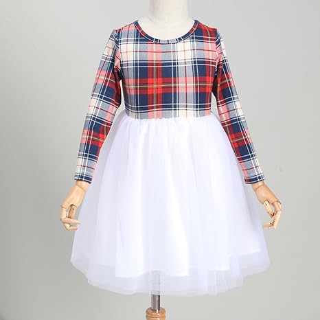 Photo 1 of  Outfit Stretchy Plaid Christmas Dress Long Sleeve 6-12months