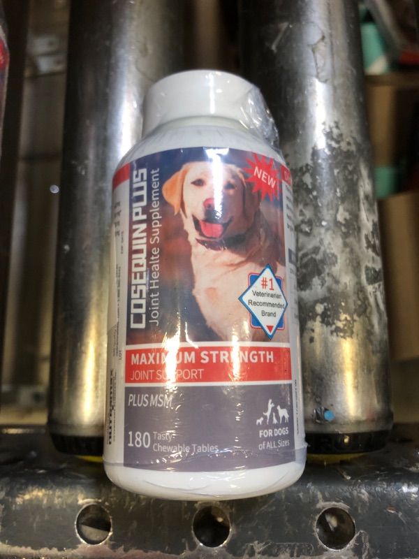 Photo 1 of  Upgraded Formula Plus High Strength Joint Health Supplement for Dogs - Glucosamine, Chondroitin, MSM and Hyaluronic Acid, with Vitamin D3, with Celery Seed, 180 Chewable Tablets/2
unknown expiration date****