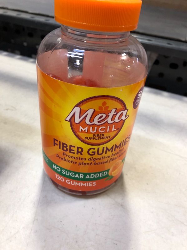 Photo 2 of Exp date 06/2025-Metamucil Fiber Supplement Gummies, Sugar Free Orange Flavor, 5g Prebiotic Plant Based Fiber Blend, 120 Count 120ct Gummy