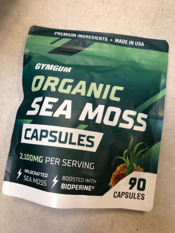 Photo 2 of exp date 03/2027--GYMGUM Organic Sea Moss Capsules | Ultimate 2100mg Irish Sea Moss Capsules | Mega Blend with Bladderwrack, Burdock Root & BioPerine | Detox, Cleanse & Energize with Seamoss Pills (90 Count)