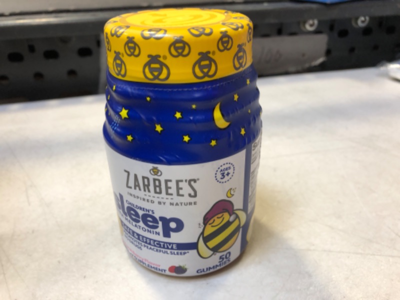 Photo 1 of exp date 09/2024--Zarbee's Kids 1mg Melatonin Gummy; Drug-Free & Effective Sleep Supplement for Children Ages 3 and Up; Natural Berry Flavored Gummies; 50 Count