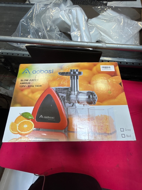 Photo 2 of Aobosi Slow Masticating Juicer Machine, Cold Press juicer Extractor, Quiet Motor, Reverse Function, High Nutrient Fruit and Vegetable Juice with Juice Jug & Brush for Cleaning, Gray