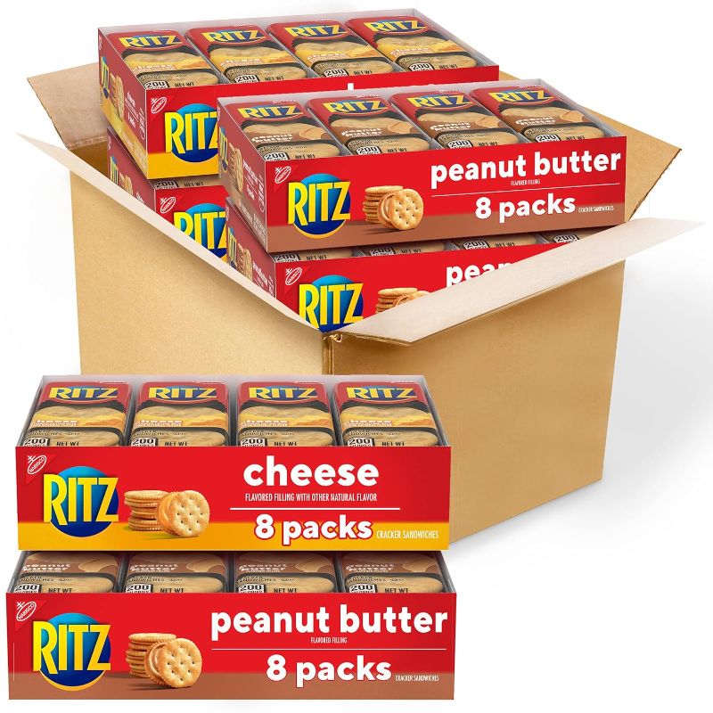 Photo 1 of //RITZ Peanut Butter Sandwich Cracker Snacks and Cheese Sandwich Crackers, Snack Crackers Variety Pack, Christmas Crackers, 32 Snack Packs EXP: 2/19/24
