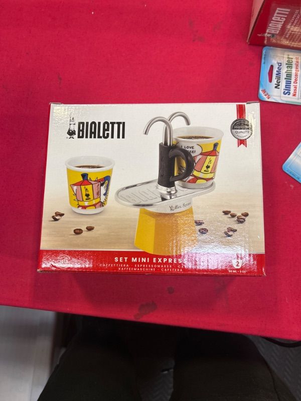 Photo 1 of Bialetti Espressokocher Set Mini Express Lichtenstein + 2 Espressobecher