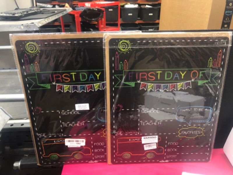 Photo 1 of Personalized First Day and Last Day of School Sign 13" x 16" Large Chalkboard Style Photo Prop Back to School Supplies - 2 Pcs  2 pack 