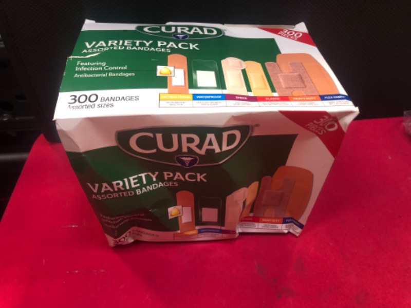 Photo 2 of Curad Assorted Bandages Variety Pack 300 Pieces, Including Antibacterial, Heavy Duty, Fabric, and Waterproof Bandages