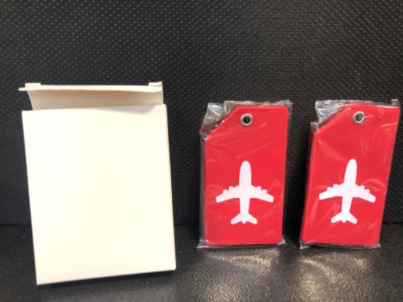 Photo 1 of LUXACO Luggage Tags Silicone Luggage Tag with Name ID Card Perfect to Find Out Luggage Suitcase Quickly 2 Pack RED