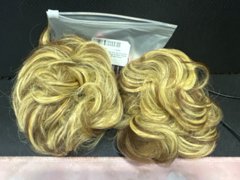 Photo 1 of 2 PCS Messy Hair Bun Hair Scrunchies Extension Curly Wavy Messy Synthetic Chignon for Women