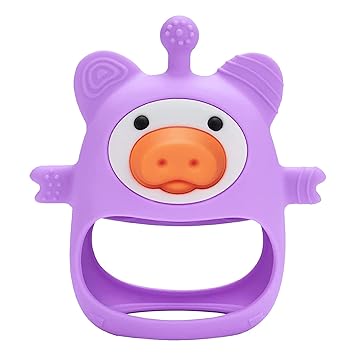 Photo 1 of 
Roll over image to zoom in
Baby Teether, Safe and Soothing Silicone Baby Teething Toys for 0-6 Months, Baby Chew Toys for Sucking Needs, BPA Free (Purple)