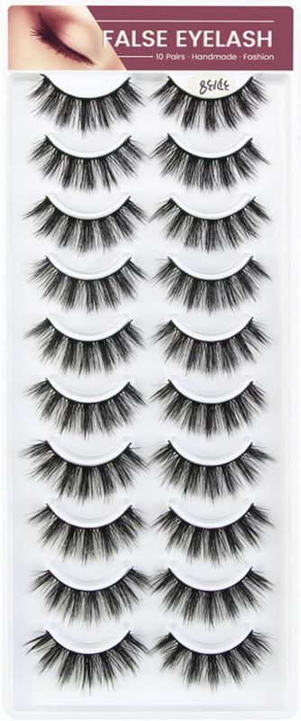 Photo 1 of 10 Pairs of 3D False Eyelashes Imitation Mink Long Soft Natural Curling Magnetic Eyelashes Top and Bottom