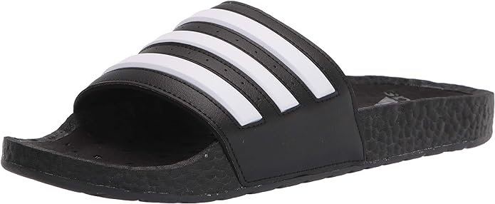 Photo 1 of adidas unisex adult Adilette Boost Slide Sandal, Black/White/Black, 12 Women Men US
