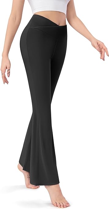 Photo 1 of Fyshipin Women Lounge Pants Casual Loose Wide Leg Cozy Pants with V Crossover Waist Flare Yoga Pant. Large
