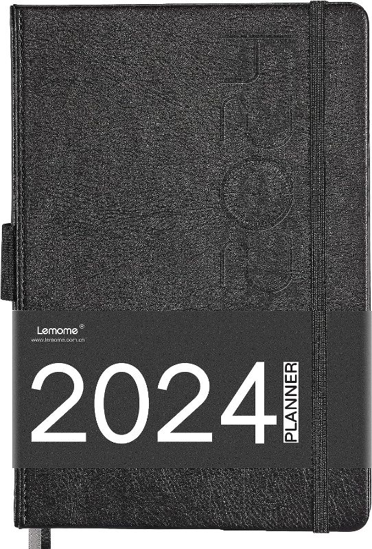 Photo 1 of 2024 Planner - Planner 2024 with Pen Loop, to Achieve Your Goals & Improve Productivity, January 2024 - December 2024, Thick Paper, 40 Note Pages, Inner Pocket, 5.75" x 8.25" - Black
