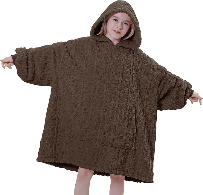 Photo 1 of Easy-Going Oversized Wearable Blankets Hoodie, Super Soft and Warm Extra Long Flannel Hoodie Blanket Sweatshirt Sweater -- Size Kid
