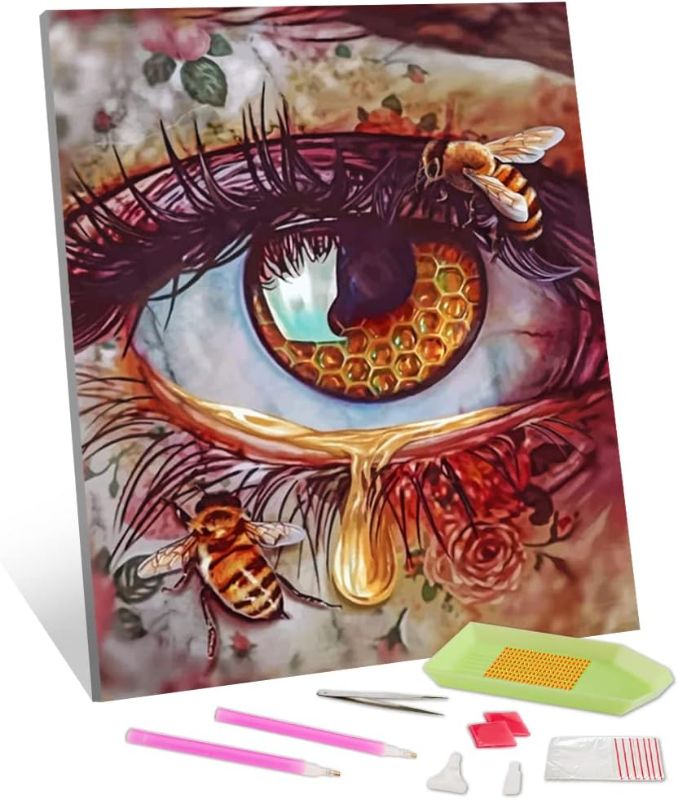 Photo 1 of Diamond Painting Kits Eye 5D Diamond Painting Full Drill Honey Eye Diamond Art for Adults Kids Crystal Painting Gem Art Kit Diamond Dots Art and Crafts Home Wall Decoration Gift 12 X 16 Inches
