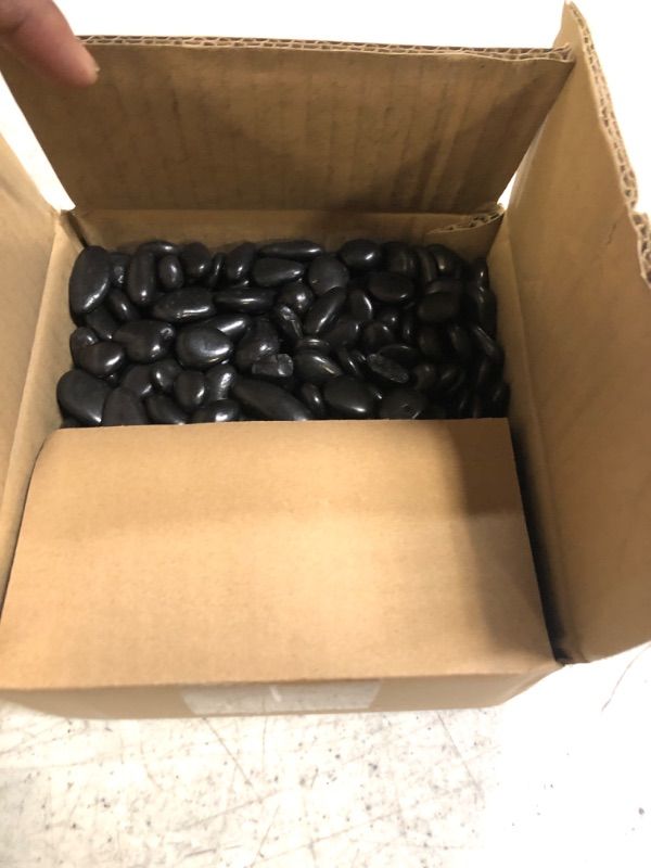 Photo 2 of 5 Pounds River Rocks for Plants,0.4" - 0.6" Black Stones for Garden Landscaping,Aquarium Rocks Black,Landscaping Rocks for Fish Tank,Black Pebbles for Plants, River Rocks for Vases, Garden, Aquarium
