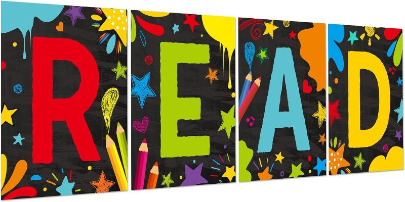 Photo 1 of 2 PACKS - Reading Classroom Decorations Reading Poster for Classroom 13.7 x 10.6 Inches Reading Bulletin Board Colorful Reading Wall Decor Supplies for Reading Room or Center School Library Outside Activities
