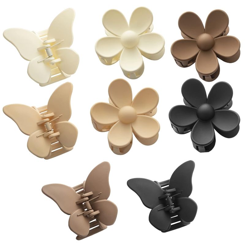 Photo 1 of 8Pcs Large Hair Claw Clips, Claw Clips for Thick Hair, Neutral Square Claw Clip, Big Matte Hair Clip Strong Jaw Clips, Butterfly Non-slip Hair Clips for Women’s Thin Hair (2 Styles)
