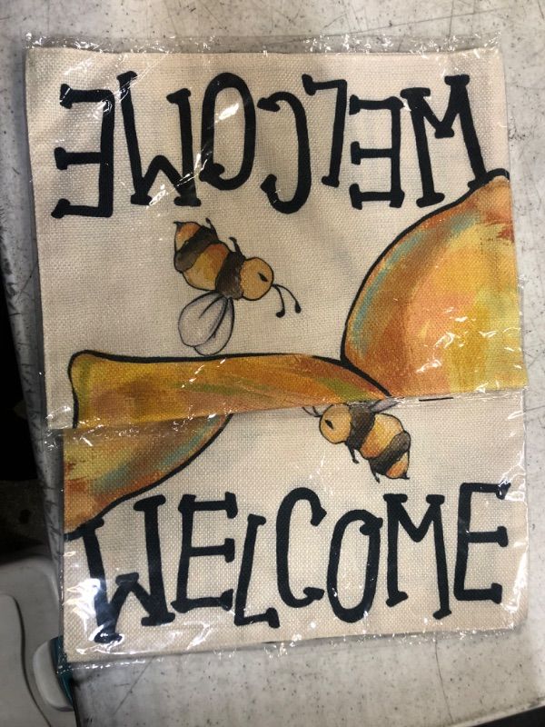 Photo 2 of 2 PACKS - AVOIN colorlife Summer Lemon Welcome Garden Flag 12x18 Inch Double Sided Outside, Bee Party Holiday Burlap Yard Outdoor Decoration
