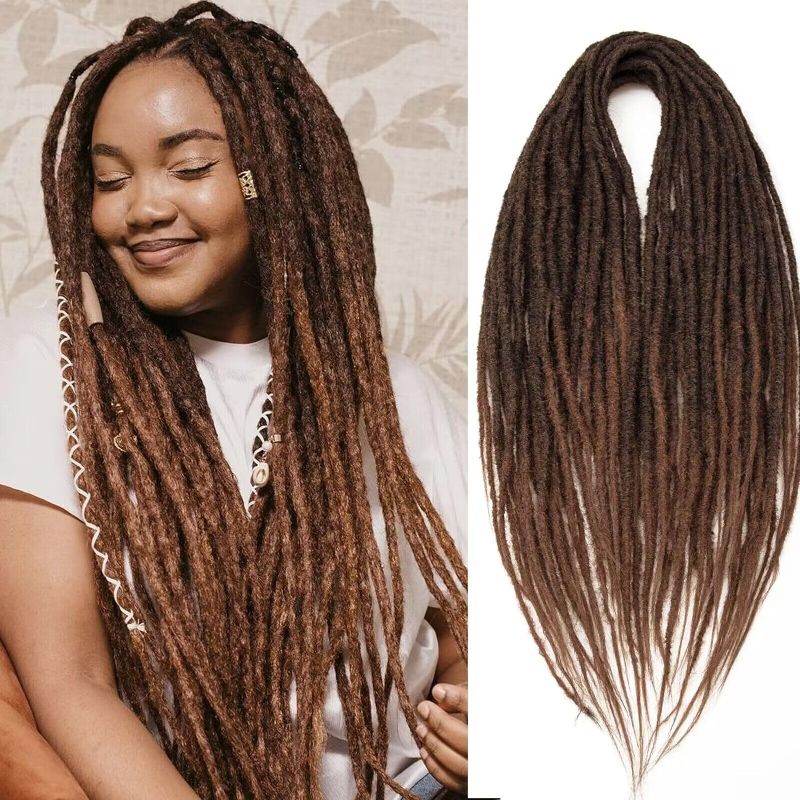 Photo 1 of 24 Inch Dreadlocks Extensions Ombre Blonde 10Strands Handmade Dreadlock crochet hair braids Synthetic thin 0.6cm Hippie Straight Double Ended Dreads Goddess Locs Crochet Hair for Women(24, 1B/30)
