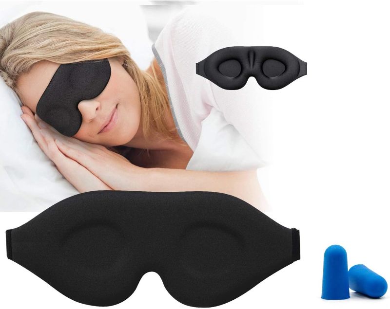 Photo 1 of  Sleeping Mask with Adjustable Strap, Blackout Eye Cover for Sleeping, Night Eye Shades Covers for Men & Women, (Blindfold-3D Black)
