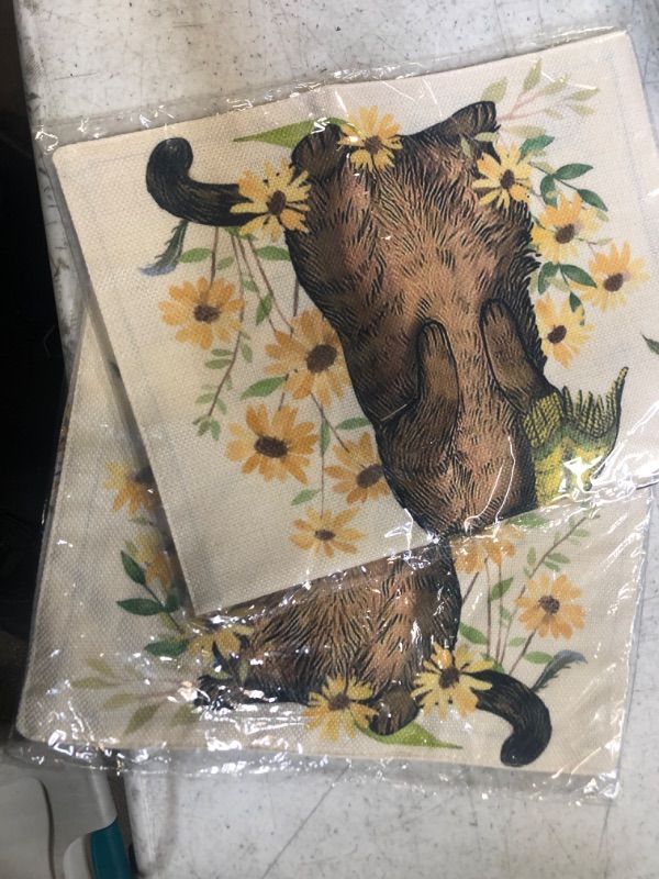 Photo 1 of 2 PACKS - AVOIN colorlife Spring Summer Flower Cat Garden Flag 12x18 Inch Double Sided Outside, Yellow Daisy Sunflower Welcome Yard Outdoor Flag
