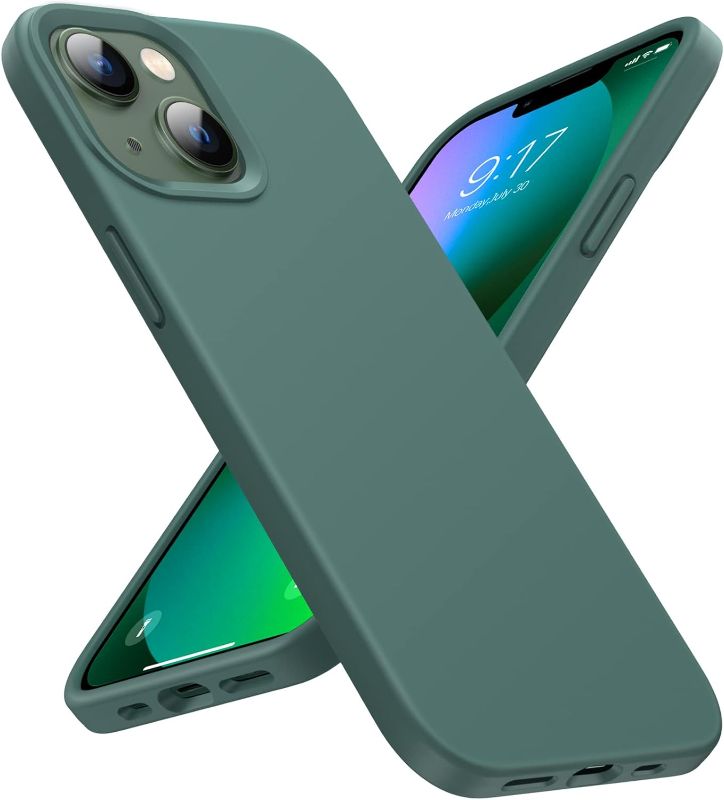 Photo 1 of 3 PACKS - OuXul iPhone 13 Mini Case Liquid Silicone & Soft Microfiber Lining Phone Case with Camera & Screen Protective for iPhone Mini 13 5.4 inch (Forest Green)
