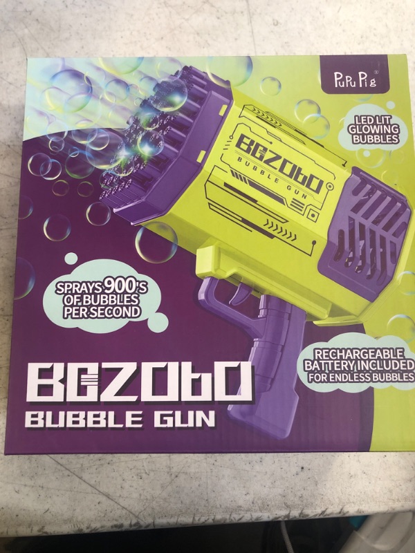 Photo 1 of Bubble Gun Rocket Bubbles Machine with Lights/Bubble Solution, Bazooka 69 Holes Bubbles Machine Kids Toys for Boys Girls Age 3+ Years Old,Summer Toy Gifts for Children Adult Birthday Wedding Party

